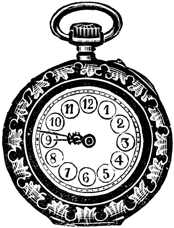 736x962 Open Face Watch Clipart - Vintage Pocket Watch Drawing