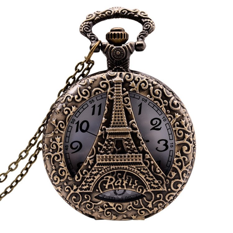 750x750 vintage eiffel tower bronze chain antique pocket watch - Vintage Pocket Watch Drawing