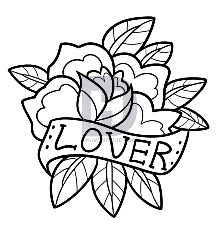 708x720 How To Draw A Vintage Rose, Step - Vintage Rose Drawing