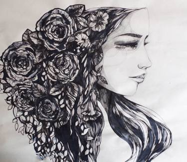 375x326 Vintage Rose Iv Drawing - Vintage Rose Drawing