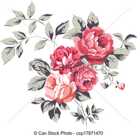 450x446 vintage pink roses decorative vintage rose bouquet illustrationon - Vintage Rose Drawing