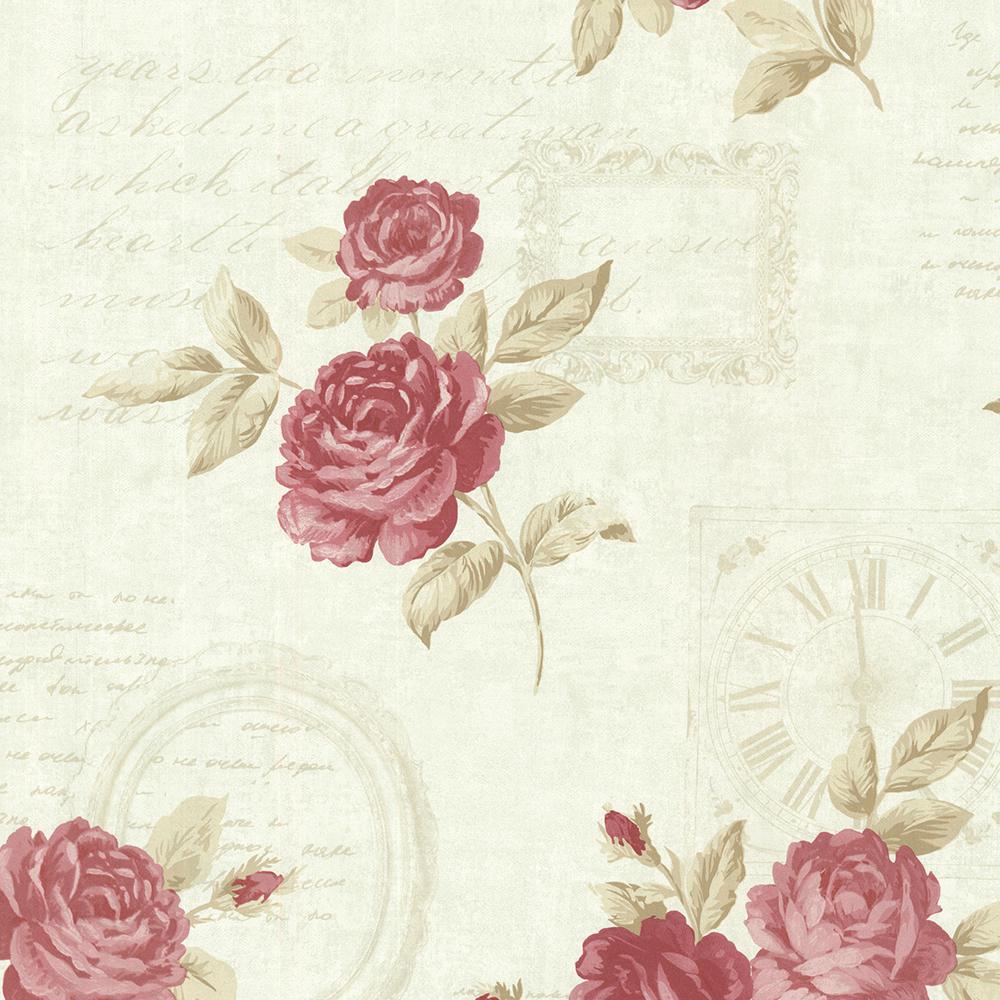 1000x1000 Brewster In X In Venetia Mint Vintage Rose Toss Wallpaper - Vintage Rose Drawing