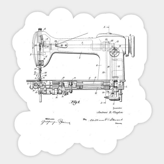 630x630 Sewing Machine Patent Drawing - Vintage Sewing Machine Drawings