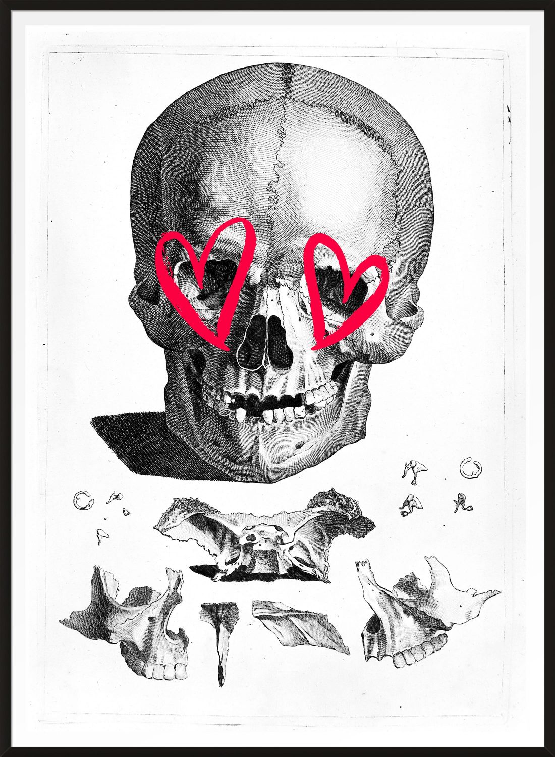 1100x1500 vintage skull drawing lipstick eyes print - Vintage Skull Drawing