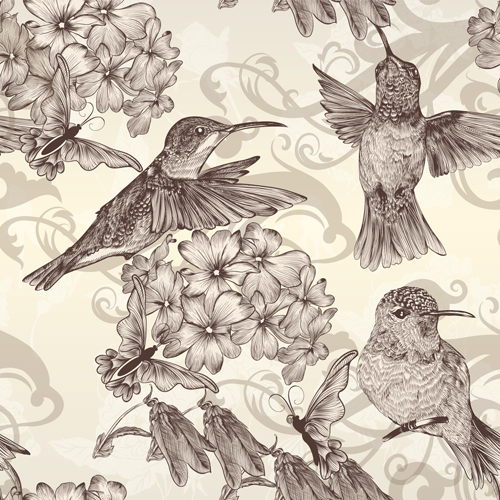 500x500 Hand Drawn Birds Vintage Style Vector Free Download - Vintage Sparrow Drawing
