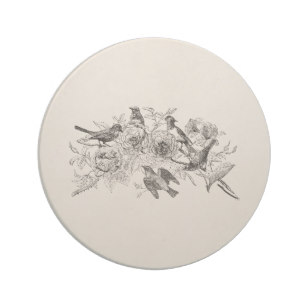 307x307 vintage sparrow drink beverage coasters zazzle - Vintage Sparrow Drawing