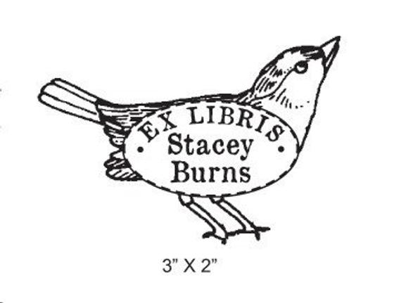 570x431 Vintage Sparrow Personalized Bookplate Rubber Stamp Etsy - Vintage Sparrow Drawing
