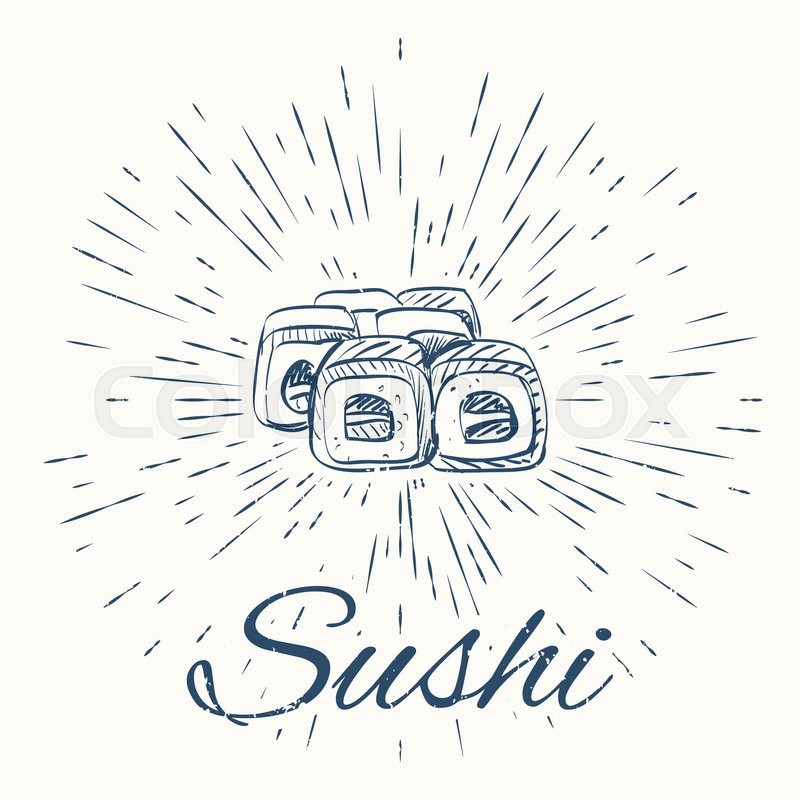 800x800 sushi and vintage sun burst frame, stock vector colourbox - Vintage Sun Drawing