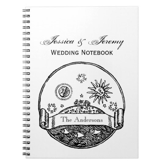 540x540 Vintage Sun Moon Stars Ocean Planet Earth Drawing Notebook - Vintage Sun Drawing