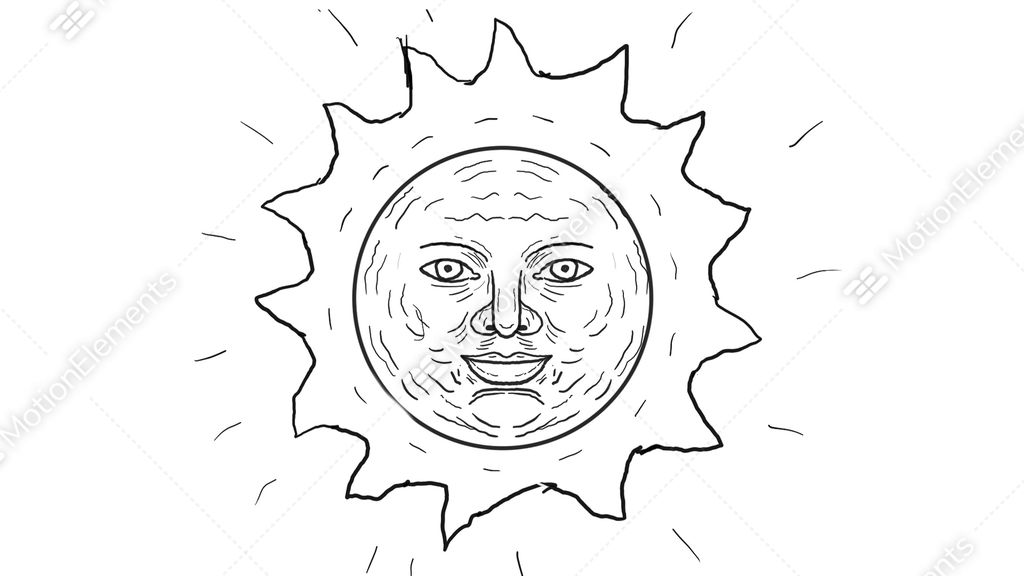 1024x576 vintage sun shining drawing animation stock animation - Vintage Sun Drawing