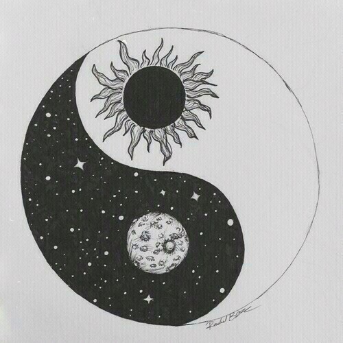 500x500 drawing art cute black and white hipster vintage indie bampw moon - Vintage Sun Drawing