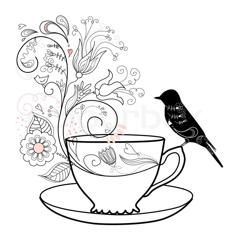 800x800 vintage tea cup drawing - Vintage Tea Cup Drawing