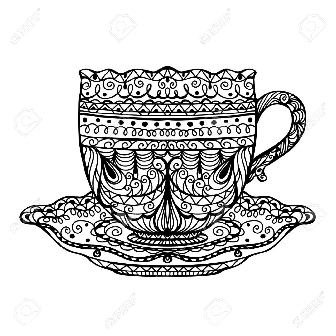 1300x1300 drawing of a teacup how to draw a cartoon tea cup and saucer - Vintage Tea Cup Drawing