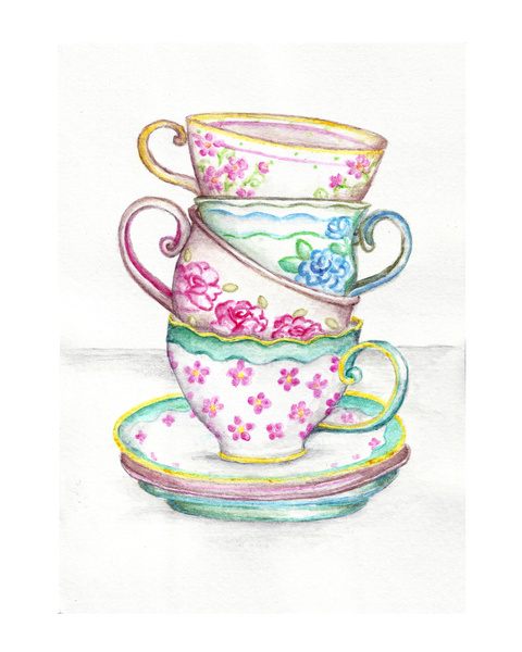 480x600 Drawn Tea Cup Tuesday Free Clip Art Stock Illustrations - Vintage Teacup Drawing