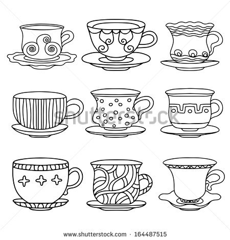 450x470 Drawn Tea Cup Animation - Vintage Teacup Drawing