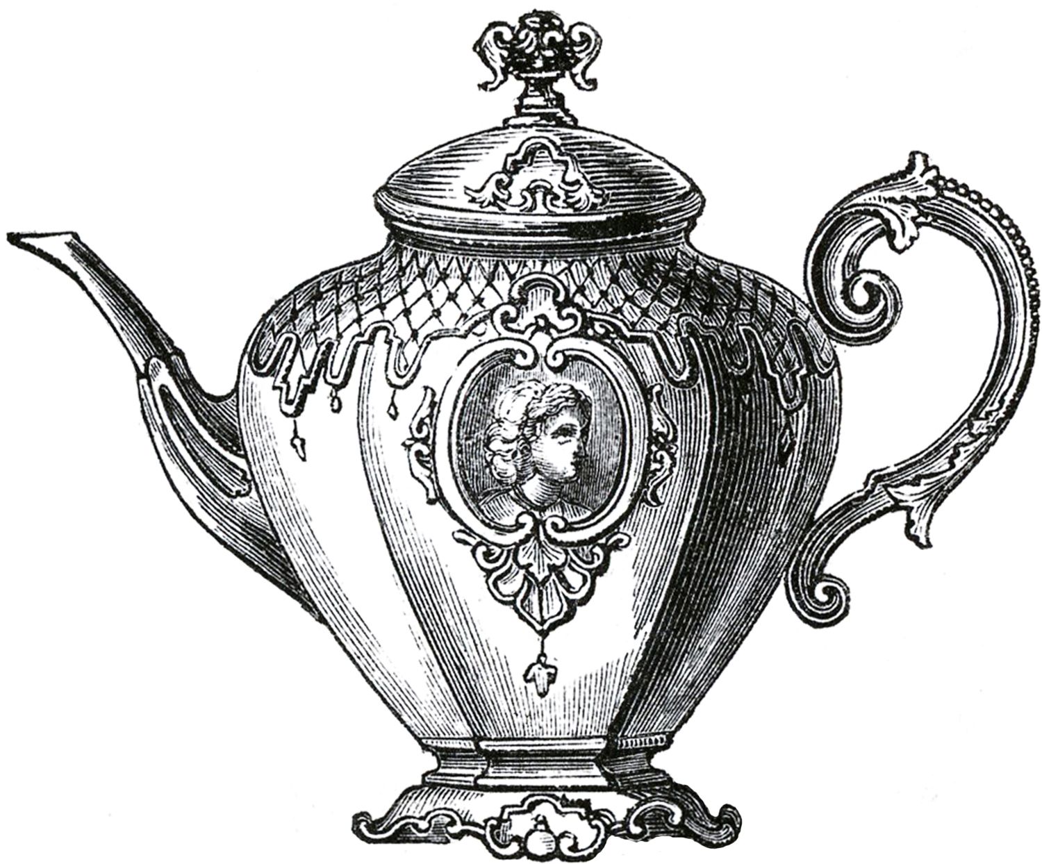 1500x1244 Free - Vintage Teapot Drawing