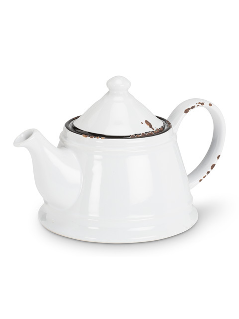 480x640 stoneware white enamel look vintage style large oz teapot - Vintage Teapot Drawing