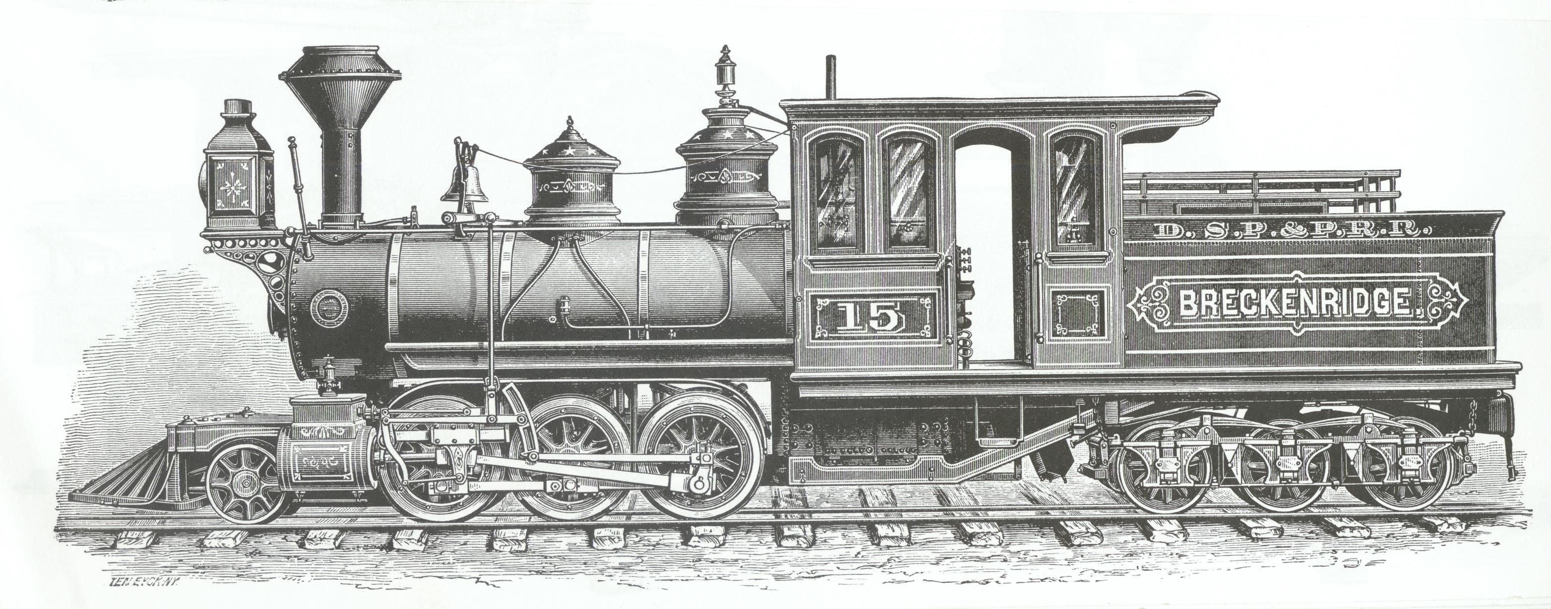3127x1229 old train drawing number later renumbered to old steam train - Vintage Train Drawing