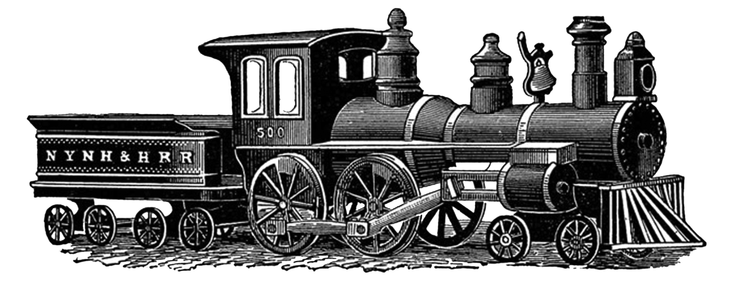 1500x600 Vintage Train Drawing Transparent Png - Vintage Train Drawing