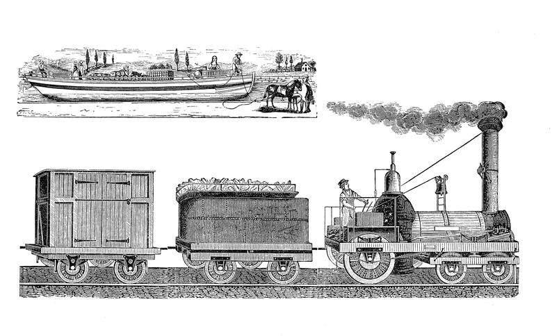 794x484 vintage train with bpat label ink drawing clipart ready for etsy - Vintage Train Drawing