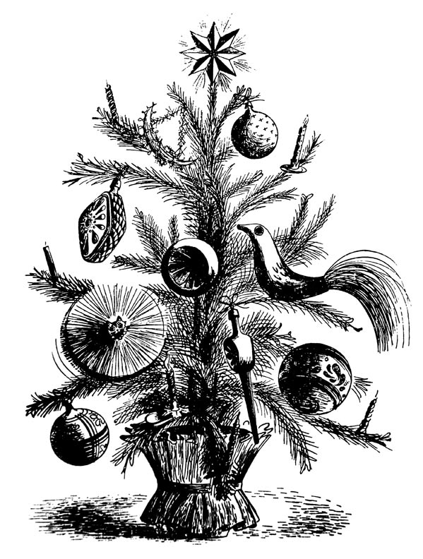 599x792 vintage christmas tree drawing vintage fangirl - Vintage Tree Drawing