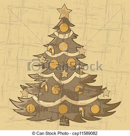 450x470 Vintage Christmas Tree Cartoon Illustration Of A Christmas Tree - Vintage Tree Drawing