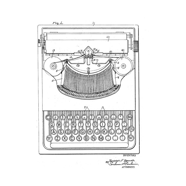 630x630 typewriter vintage patent drawing - Vintage Typewriter Drawing