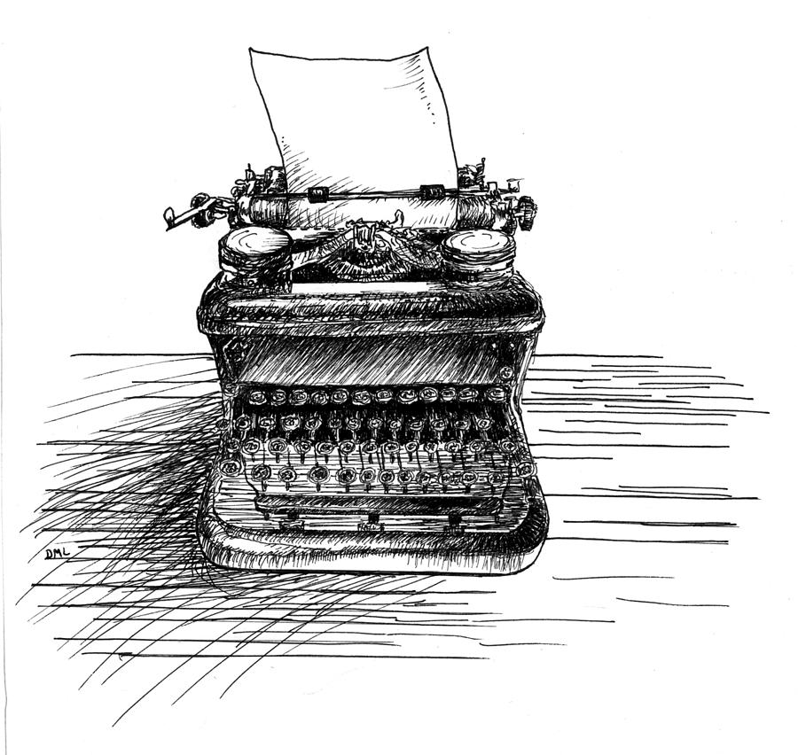 900x852 typewriter drawing - Vintage Typewriter Drawing