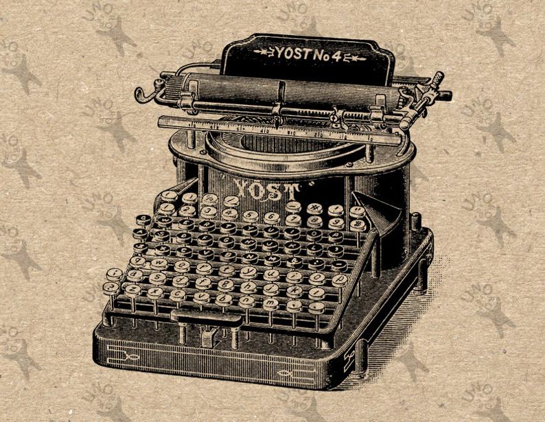 794x615 vintage retro drawing typewriter printing mechanism instant etsy - Vintage Typewriter Drawing