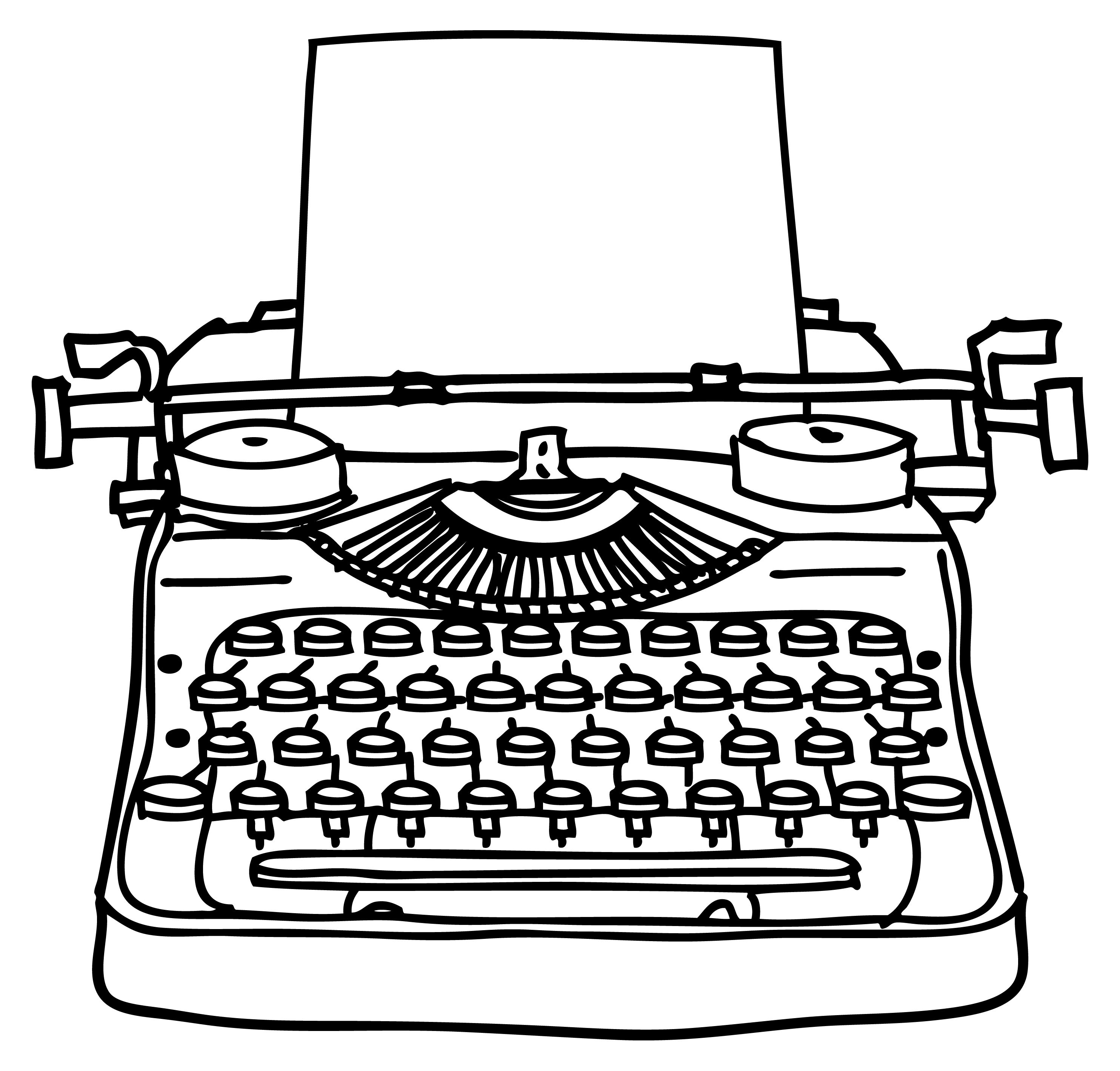 2968x2837 typewriter drawing for free download - Vintage Typewriter Drawing
