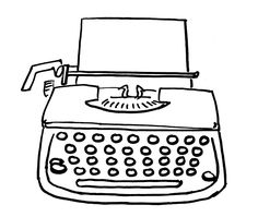 236x199 a black and white ink line drawing of a typewriter an easy - Vintage Typewriter Drawing