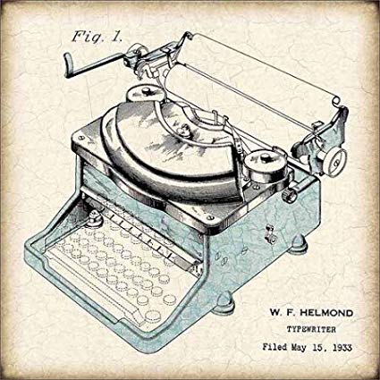 425x425 vintage typewriter patent drawing texture contemporary - Vintage Typewriter Drawing