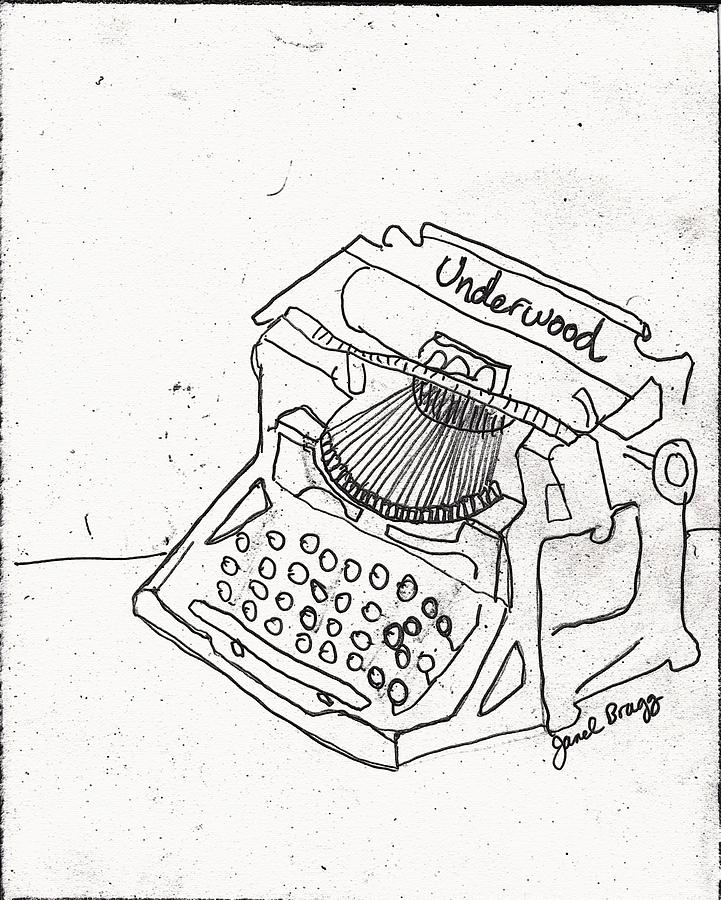 721x900 antique typewriter sketch drawing - Vintage Typewriter Drawing