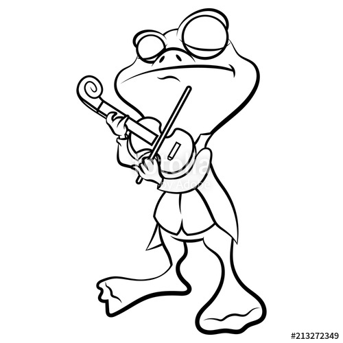 500x500 funny toad play classical music with violin coloring book cartoon - Violin Cartoon Drawing