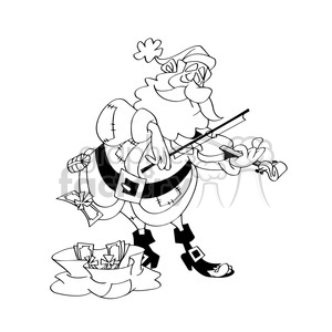 300x300 santa playing the violin black white clipart royalty free clipart - Violin Cartoon Drawing