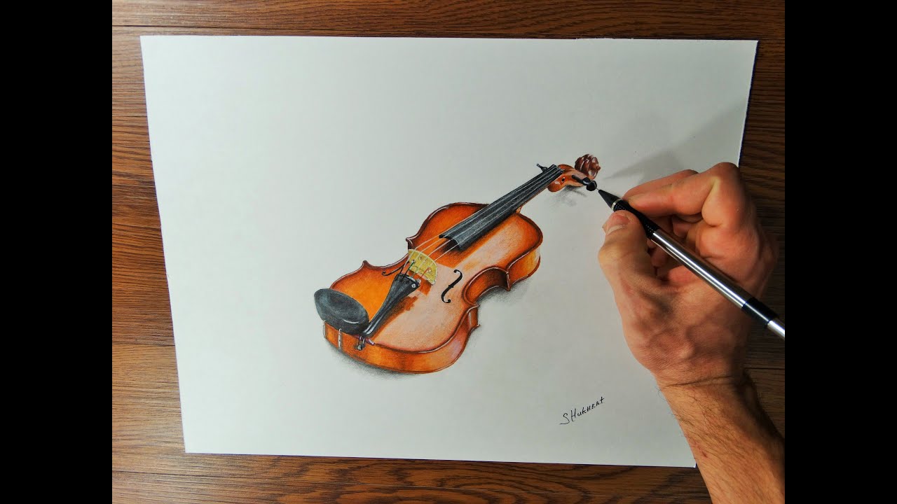 1280x720 violin time lapse drawing video how i draw a violin - Violin Drawing