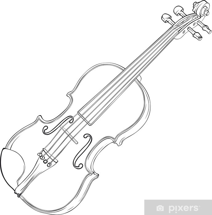 689x700 Violin Drawing Wall Mural We Live To Change - Violin Drawing
