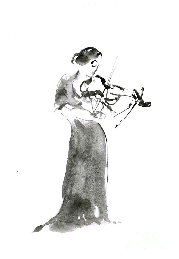 625x900 Violin Player Drawing - Violin Drawing