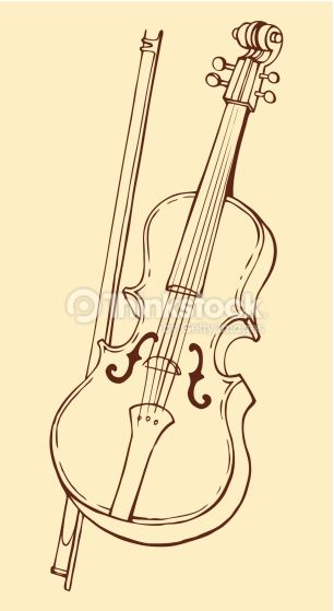 306x559 vector line drawing of a violin and bow creative flow - Violin Line Drawing