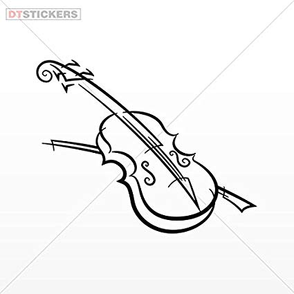 425x425 Sticker Line Art Violin Classic Music Durable Boat - Violin Line Drawing