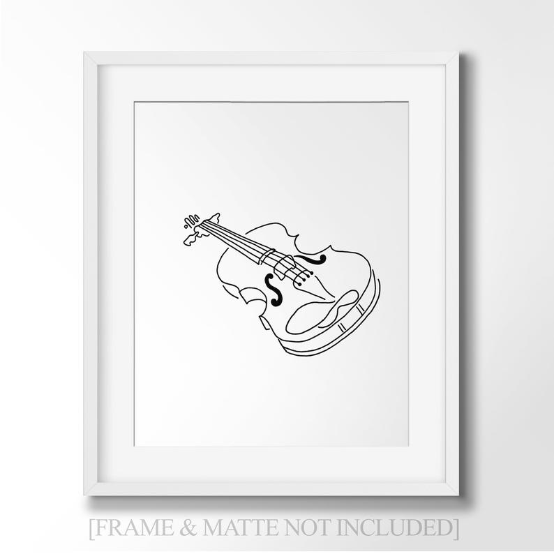 794x794 Violin And Music Line Art Minimalist Wall Art Drawing Etsy - Violin Line Drawing