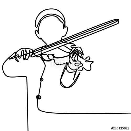 500x500 Violin Music Player With Single Continuous One Line Art Vector - Violin Line Drawing