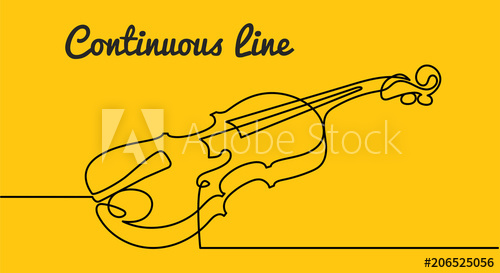 500x273 Continuous Line Drawing Of Three Quarter Violin Vector Musical - Violin Line Drawing