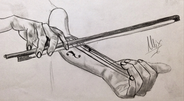 600x330 violin rhymespencil sketch on pantone canvas gallery - Violin Pencil Drawing
