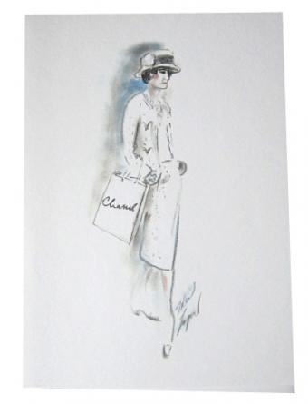 340x445 coco chanel handbag vip card karl lagerfeld art drawing new - Vip Drawing