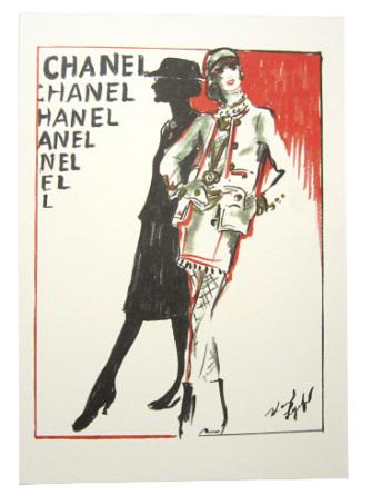 334x445 coco chanel vip card jacket earrings karl lagerfeld art drawing - Vip Drawing