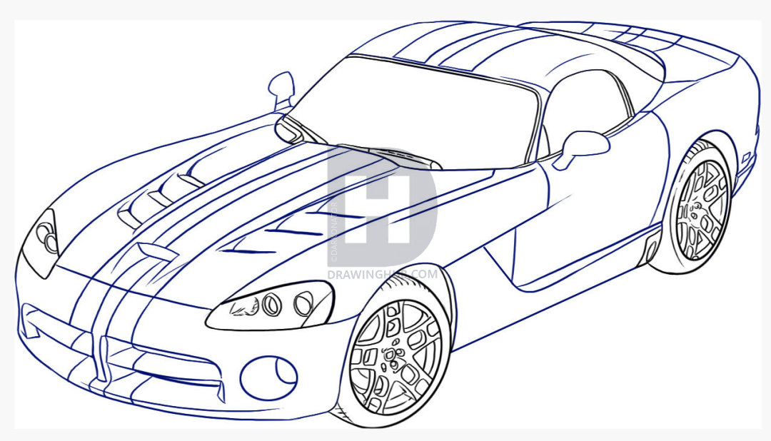 1080x618 how to draw a dodge viper, step - Viper Drawing