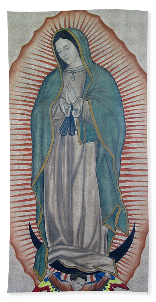 500x967 la virgen de guadalupe beach towel for sale - Virgen De Guadalupe Drawing
