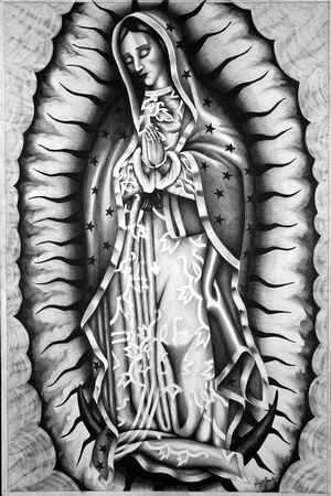300x450 henry montes art pencil drawings virgen de guadalupe - Virgen De Guadalupe Drawing