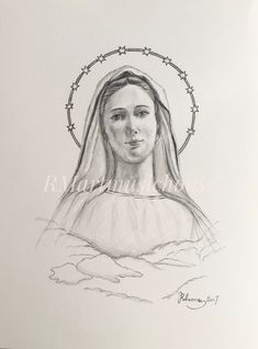 235x318 Religious Pencil Drawing - Virgin Mary Drawings